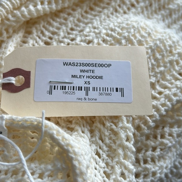 Rag and Bone Miley Hoodie Open Knit Sweater Pointelle Zip Front Sz XS NEW - Picture 12 of 13